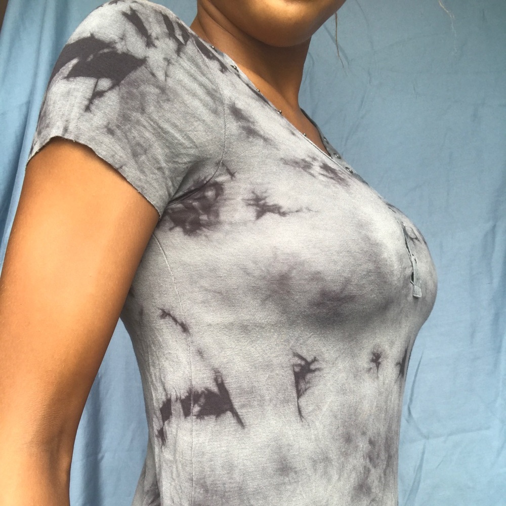 Gray Tie Dye Top